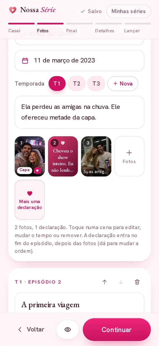 Tela do estúdio: Monte os episódios