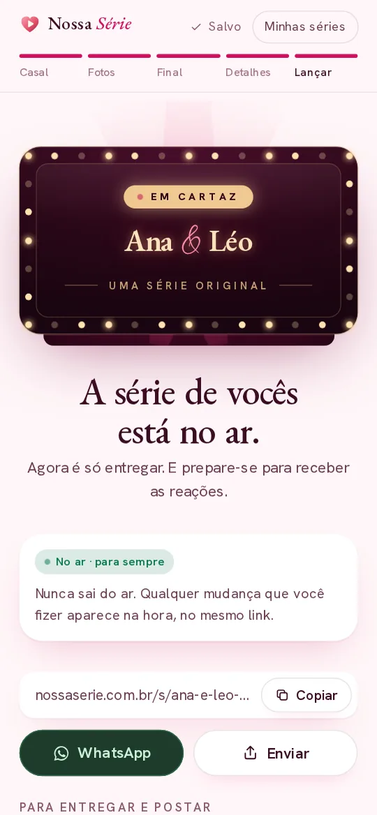 Tela do estúdio: Entregue a surpresa