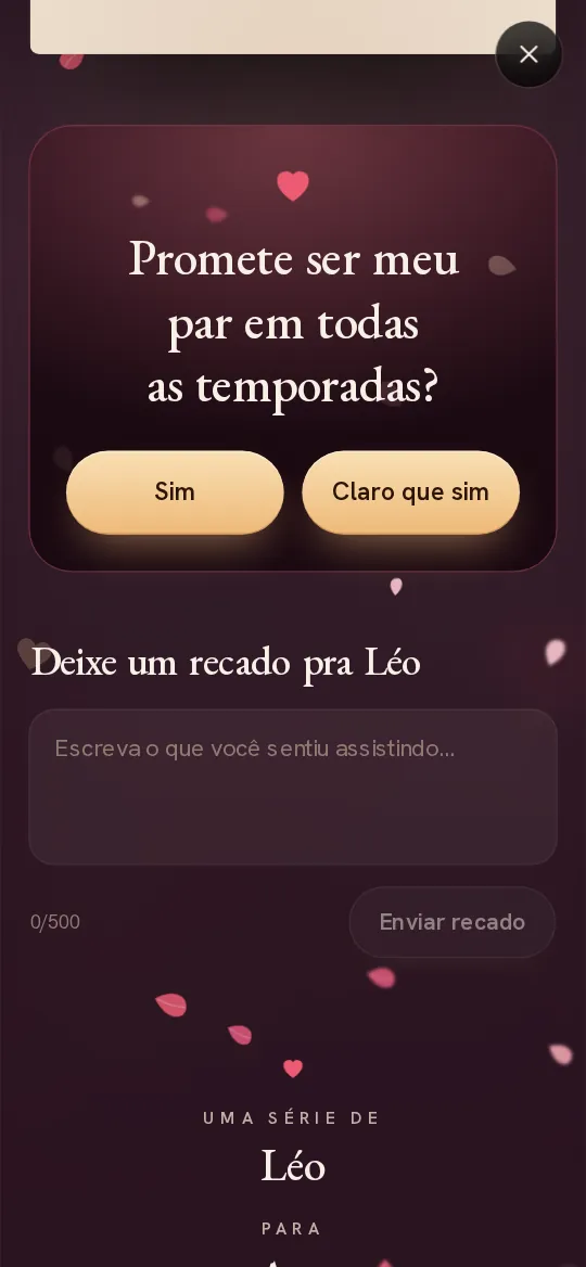 Um carinho no fim: Uma pergunta fofa, respondida ali mesmo.