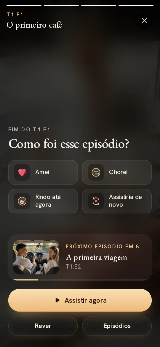 Como foi esse episódio?: Ela reage, e o próximo episódio já começa.